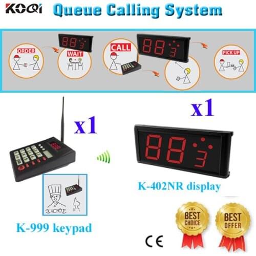 Table Waiter Buzzer System High Quality Call Queues Number 999 Person And Press The Keypad(1 display+1 transmitter keypad)
