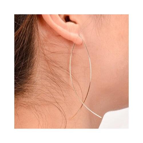 Zuowen Simple Gold Silver Color Geometric Hoop Earrings For Women E060