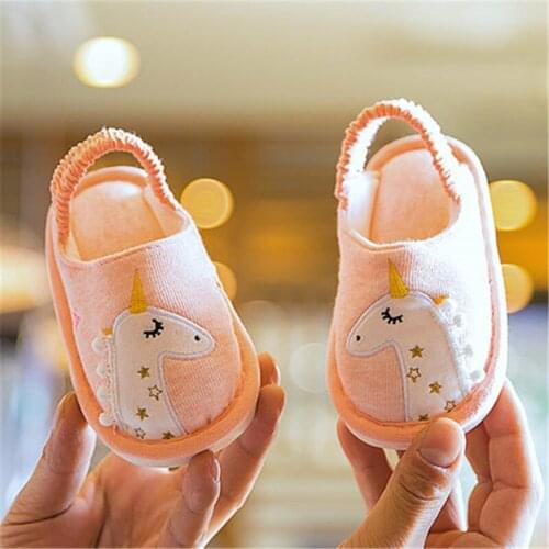 Winter Girls Unicorn Slippers Children Toddler Baby Boys Fur Slides Cotton Indoor Shoes Warm Fluffy House Kids Flats Slipper