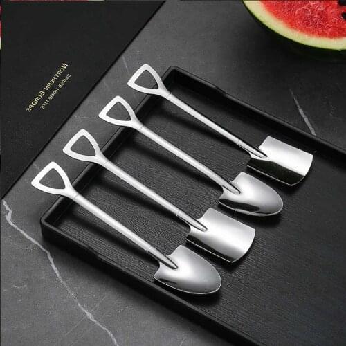 1/2pcs Stainless Steel Spoon Home Watermelon Spoon Square Shovel Coffee Ice Cream Spoon Tableware Environmental Protection