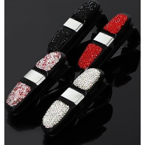 1 PC Car Sunglasses Eyeglasses Holder Sun Visor Glasses Cases Portable Auto Fastener Clip Rhinestone Diamond Decor Car Ornament