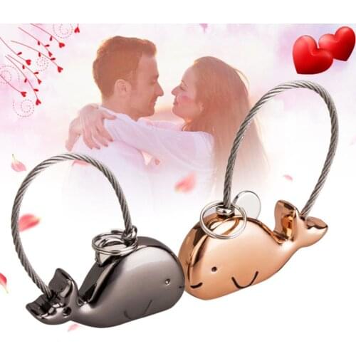 1Pcs Cute Whale Key Rings Portable Sweet Kissing Couple Key Chains For Women Fashion Gift Jewelry Accessories Decoration