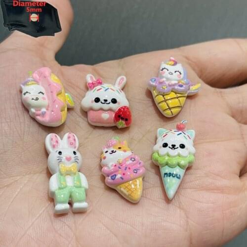1PCS Resin Cute Cartoon Fridge Magnetic Sticker Colourful Kawaii Rabbit Ice Cream Strawberry Refrigerator Magnet DIY Photo Wall