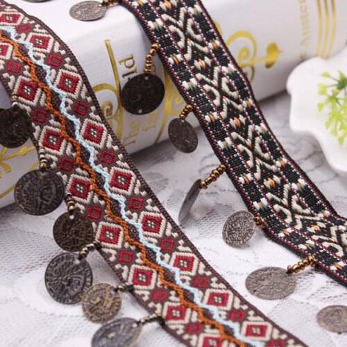 1Yards/Lot Retro Tassel Fringe Lace Ribbon Lace Trim Embroidery Lace Fabric Sewing Curtain Clothing Crafts Materials Accessory