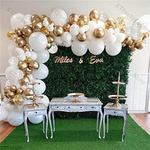 106pcs White Balloon Garland Arch Kit Wedding Decorations Gold Confetti Balloons Artificial Palm Leaves 6 PCS Birthday Decor