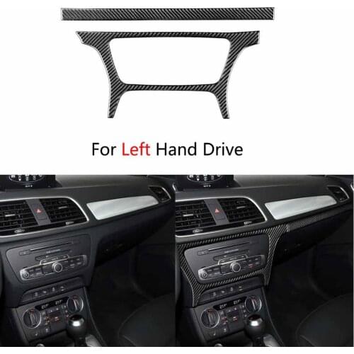 2X Carbon Fiber Center CD Control Panel Outer Frame Cover Trim For Audi Q3 13-18
