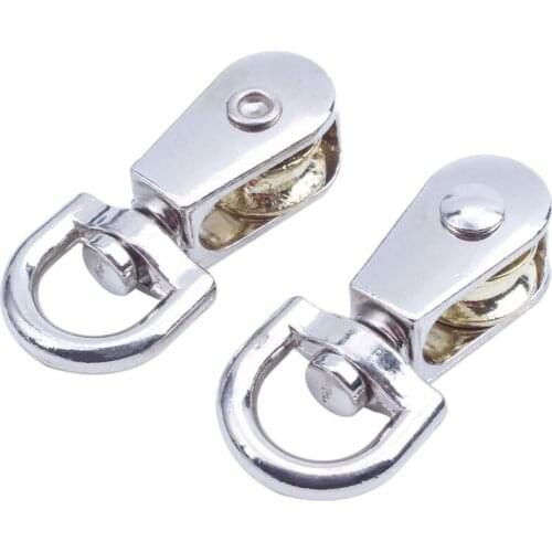 2-Piece 12Mm Diameter Metal Single Sheave Fixed Eye Rope Pulley - Silver