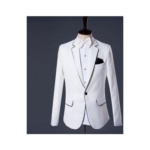 2018 Brand Mens Fashion White Wedding Groom Stage Singer Suit Jacket Blazer Styles Masculino Slim Fit Casual Dj Prom Blazers