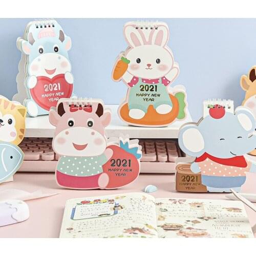 2021 Cute Cartoon Calendar Laser Mini Desktop Calendar Memo Planner Daily Schedule Plan Sticker for Kids