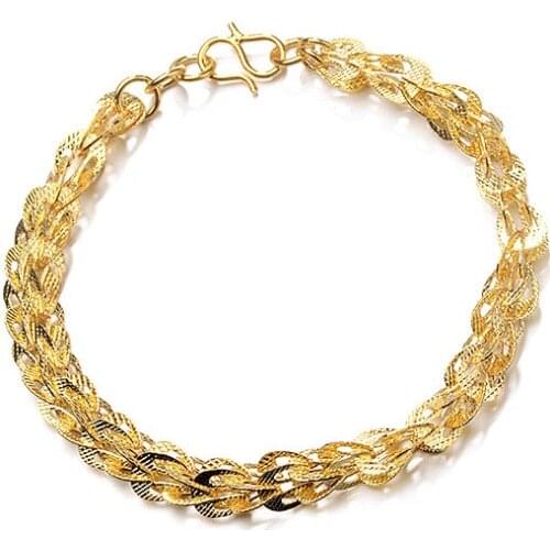 2021 New Trendy Chain women Bracelet for women Punk 18k real gold Chain Bracelet For Men Jewelry Gifts Wedding Engagement Party