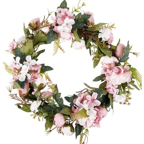 38cm Artificial Garlands Front Door Wreaths Artificial Wreaths Silk Flower Round Simulation Garland for Wedding Party Decoration