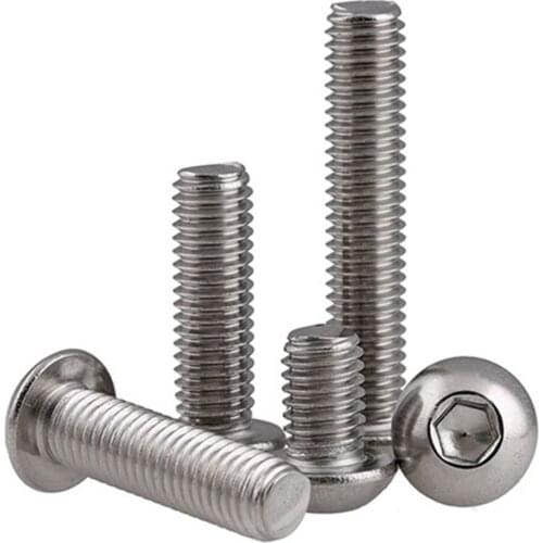 50Pcs M2 M2.5 M3 M4 M5 Stainless Steel 304 Round Head Screws Mushroom Hexagon HEX Socket Button Head Screw Bolt