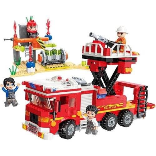 539pcs Enlightenment 12013 Fire Fighting Series Fire Rescue Action Assembly Model Boy Building Block Toy Car Gifts