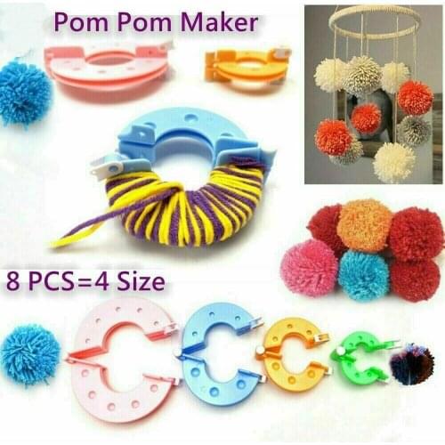 8 Pieces Pom Poms Knitting Crafts Bobble Maker Fluff Ball Weaver Pompom Makers Knitting Wool Tools Fashion