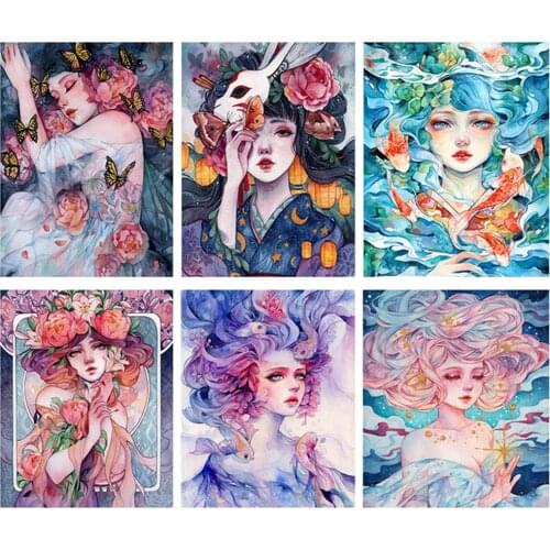 Butterfly Full Square/Round Diamond DIY Diamond Embroidery Colorful beauty Girl 5D Diamond Painting Mosaic Nordic Style N1328