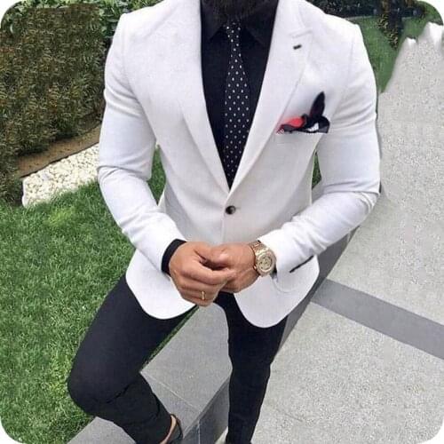 White Wedding Suits Men Wide Peaked Lapel Groom Tuxedos Custom Made Costume Homme Mens Classic Suits with Pants Ternos 2 Piece