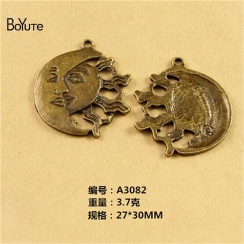 BoYuTe (40 Pieces/Lot) 27*30MM Charms Sun Moon Pendant Antique Bronze Plated Zinc Alloy Pendant Jewelry Findings Accessories Diy