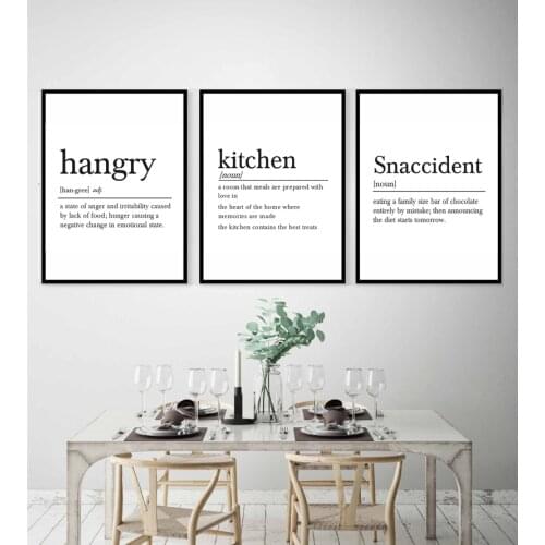 Black and White Kitchen Prints Minimalist Art Wall Decor Hangry Definition Canvas Painting Nordic Poster Modern Decoration