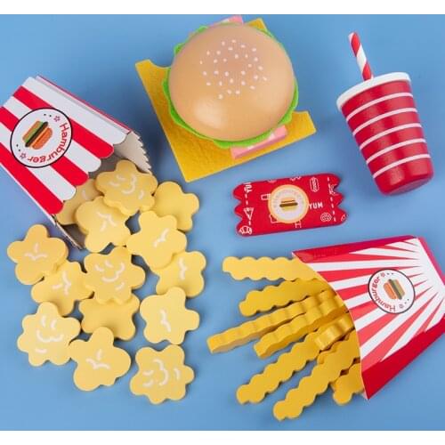 Children Simulation Food Toys Pretend Play Hamburger French Fries Kitchen Toy Set Miniature Snack Burger Educational Toys Baby