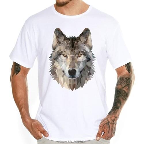 Mens Summer Fashion Geometrical Fractal Wolf/Tiger T Shirt Cool Design High Quality Tops Custom Tees Tshirt Harajuku Streetwear