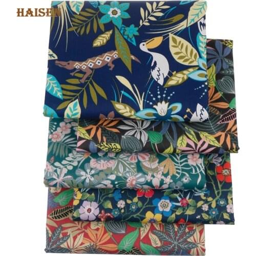 Haisen,5pcs,Floral Series,Printed Cotton Patchwork Fabric,Twill Cloth,DIY Sewing Quilting Fat Quarters Material For Baby&Child