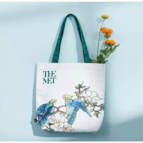Women Bag Parrot Flower Canvas Square Tote Bag New Fashion Vintage Canvas Hasp SOFT Shoulder Bags Handbags Girls Bag Mori Girl