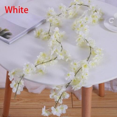 Sakura Cherry blossom Rattan Wedding Arch decoration Vine Artificial flowers Home decor DIY Silk Ivy wall Hanging Garland Wreath