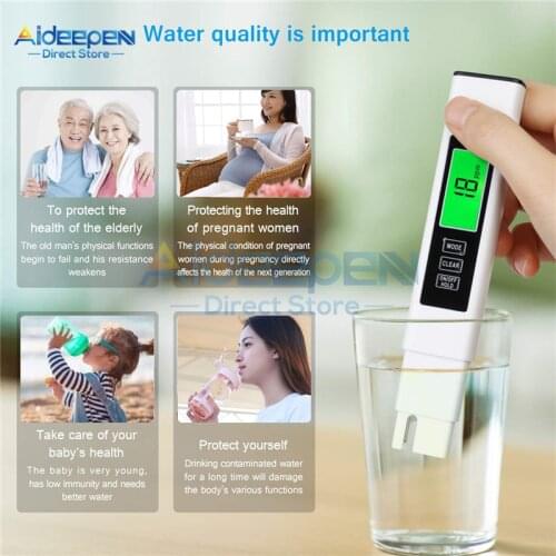 3 In1 TDS/EC Temperature Meter Water Quality Tester Pen 0-9990ppm Conductivity Monitor Purity Tool for Drink water Aquarium