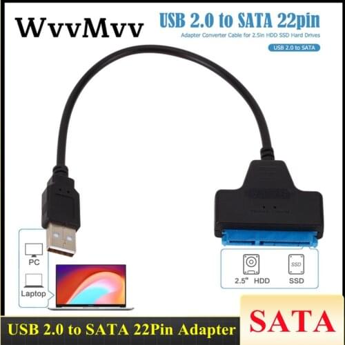USB 2.0 to SATA 22pin Cable Adapter Converter Lines HDD SSD Connect Cord Wire for 2.5in Hard Disk Drives for Solid Drive Disk