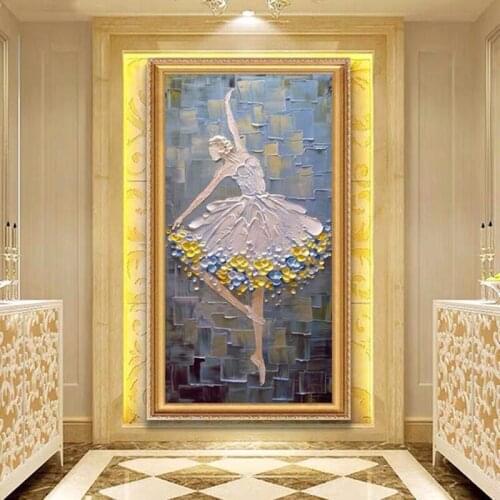 Artist Handmade Ballet Figure Oil Painting High Quality on Canvas Large Canvas Textured Knife Ballet Dancer Acrylic Painting