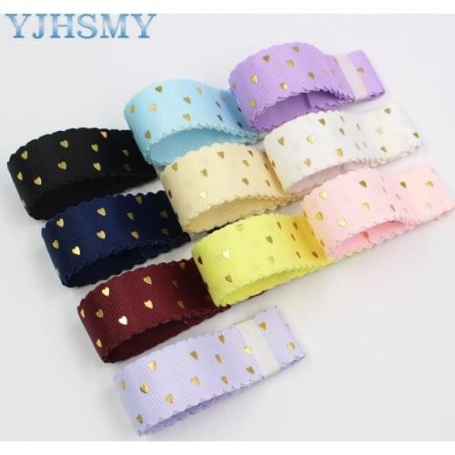 L-20602-463 1”Hot Gold Love print Pattern Ribbon , 5 yards DIY handmade hair accessories Material , Bow Decoration