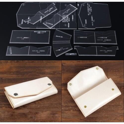 Laser cut acrylic Stencil template leather craft women long wallet sewing pattern FOR handmade Leathercraft 20*9.5*2cm