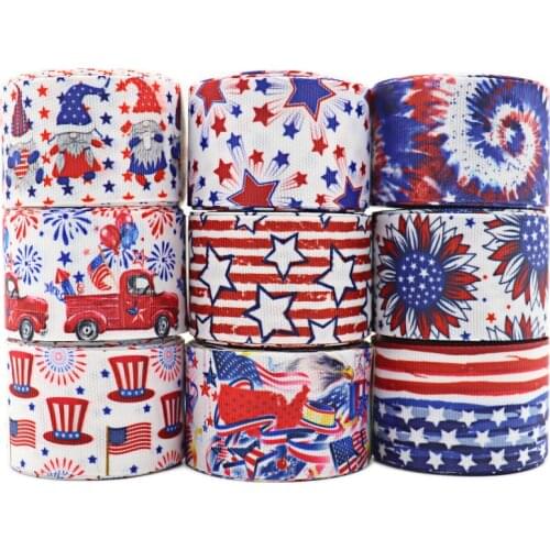 10 Yards 1.5" 38MM 4th Of July Printed Grossgrain Ribbon For Hair Accessories DIY Crafts Handmade Y2021040102