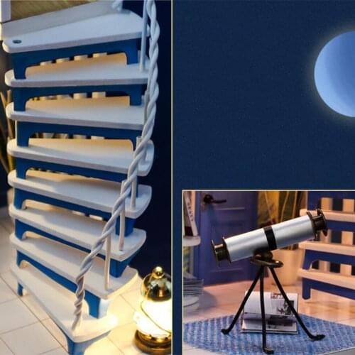 Miniature Dollhouse with Furniture Plus LED Light & Dustproof Case Battery Case Wood Themed Cottage 3D Puzzles Self Assembly