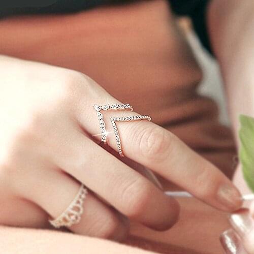 Fashion stackable layered zircon diamonds gemstones rings for women rose gold &white silver color jewelry bijoux party accessory