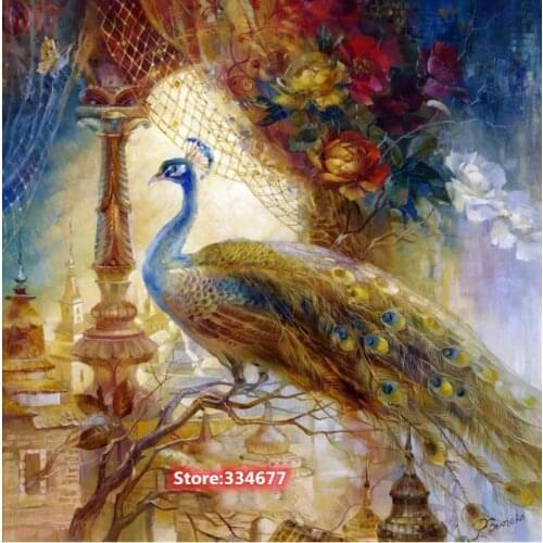 Cross Stitch Kits Animal Peacock Oil Painting Needlework Embroidery Crafts 14CT Unprinted DIY Arts Handmade Home Decor