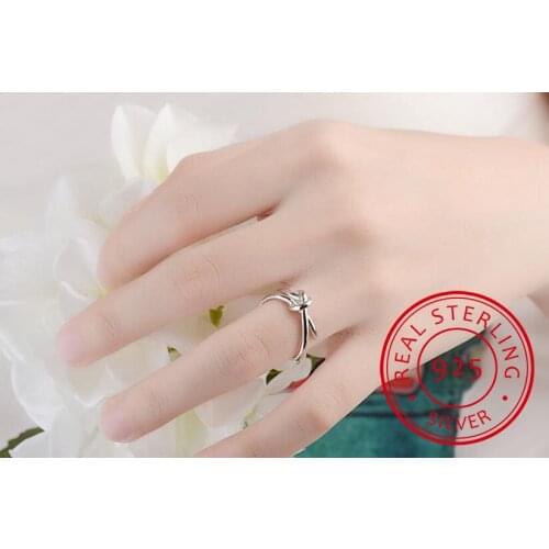 Genuine 925 Sterling Silver Knot Rings for Women Girls Female Finger Jewelry Birthday Gift for Best Friend