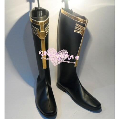 New Mobile Report Gundam W Black Halloween Long Cosplay Shoes Boots H016