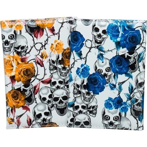 New Creative Skull & Flower 3D Print Passport Cover Men Women PU Leather Travel Passport Holder Case Card ID Holder 14.2*9.8cm