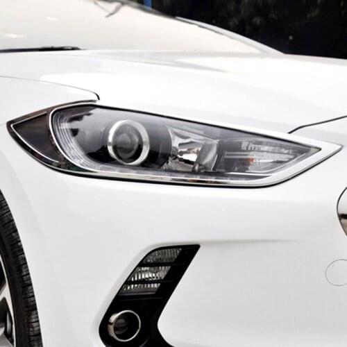For Hyundai Elantra Avante 2016 2017 6th 2pcs Front Head Light Lamp Cover Trim Bezel Protectors Accessories Chromium Styling