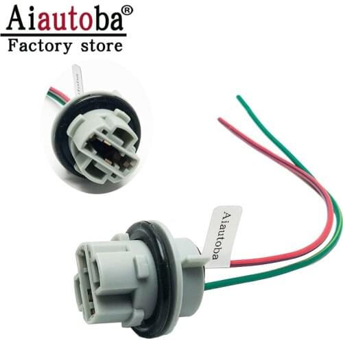 Aiautoba 2pcs 7440 T20 W3X16D W21W Sockets Female Adapter for Turn Signal/Reverse/Tail/Brake Light Bulbs Socket Wire Harness