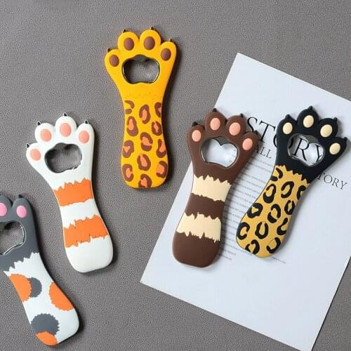 Animal Cat Paw Cartoon Soft Plastic Bottle Opener Refrigerator Magnetic Bottle Opener Beer Bottle Opener Fridge Decoration