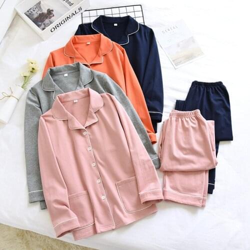 Plus Size Loose Pajamas For Women Autumn High Quality 100% Cotton Sleepwear Female Long Sleeve Shirt + Pant Homewear Suit Winter