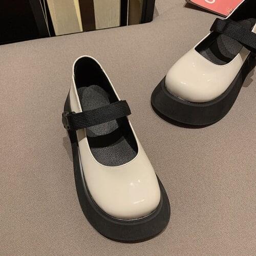 PU Leather Wedge Spring Shoes Female British Style 2021 New Thick-soled College Style Casual Loafers Student Zapatos de Mujer