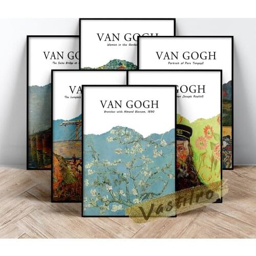 Vincent Van Gogh Famous Classic Poster, Gogh Almond Blossoms Painting, Langlois Bridge At Arles With Women Washing Prints Art