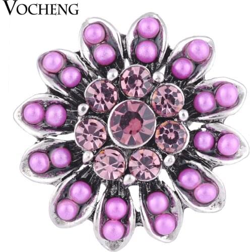 Vocheng Ginger Snap Jewelry 18mm 2 Colors Rhinestone Bead Blossom Vn-1120