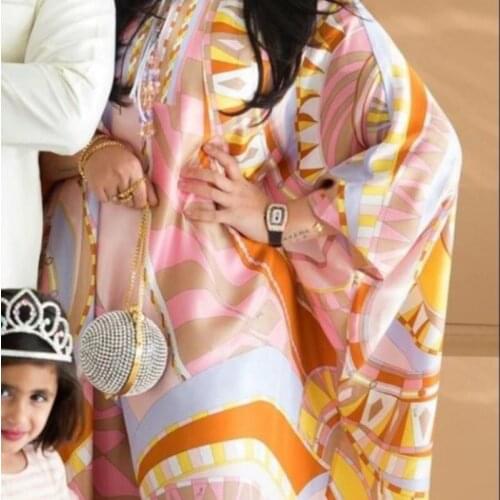 Yellow abstract floral cross border maxi knitted dress women robe 20 summer long casual beach sexy loose dresses plus size