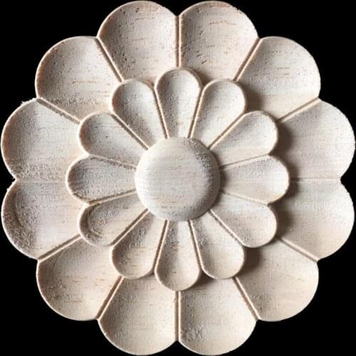 1PC 10CM Floral Woodcarving Decal Wood Carved Corner Applique Frame Wall Doors Cabinet Furniture Decorative Figurines Decorative