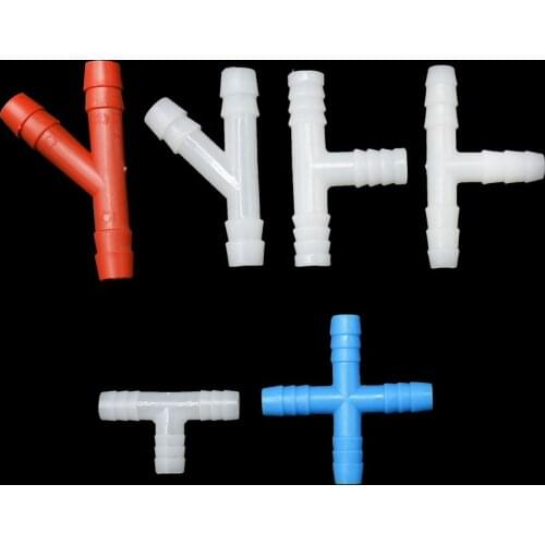 10pcs Garden 8mm 10mm Hose Connector Tee Cross Barbed Hose Splitter Pipe Adapter Irrigator Fitting