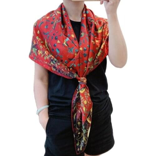 110 Luxury Brand 100% Natural Silk Scarf Multicolor Birds Square Scarf New Design Print Kerchief Woman Neck Shawl Wraps Echarpe